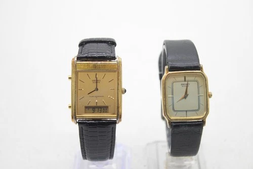 Fx2 Vintage Gents Alarm Chronograph Quartz Working Wristwatches Seiko H249, 6530