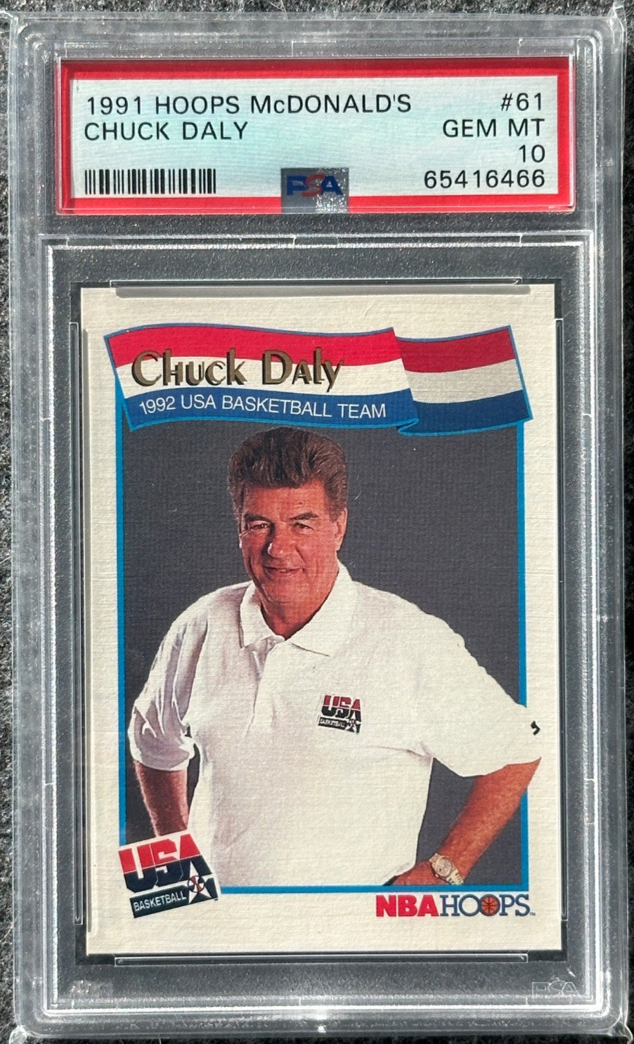 1991 Hoops McDonald's #61 Chuck Daly - 1992 USA Dream Team - Very Rare PSA 10 !