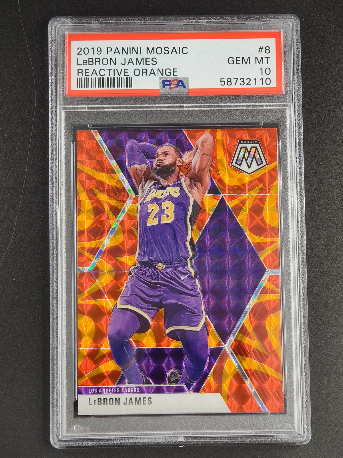 LeBron James 2019-20 Panini Mosaic Basketball Orange Reactive PSA 10 ② [3hk