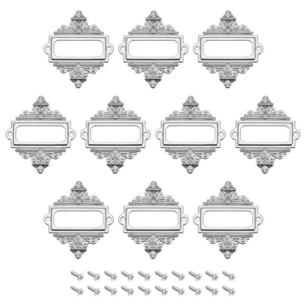 12Stk Metall Etikettenhalter 55X62Mm Visitenkartenhalter DateianhäNger Silberton-image