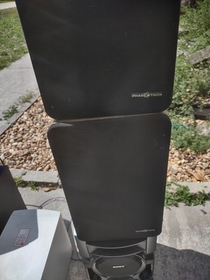 Phase Technology Wired Home Speakers Pair Black Rectangular w/ Grilles