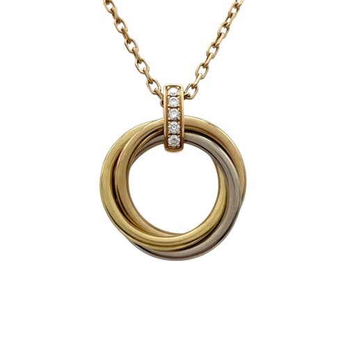 Cartier Trinity Diamond Necklace 18K YG/WG/PG Diamond Jewelry 9.1g - Picture 2 of 11