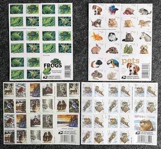 2016 2021) 4 Booklets USA Forever stamps MNH ANIMALS Cat Frog Otters PETS.