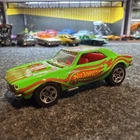 Vintage Hot Wheels 1967 Chevy Camaro Open Hood Green Red Flame 1:64 1982 Loose