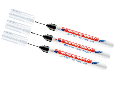 3 x Edding 8850 Bohrlochmarker Tieflochmarker Carpenter pen 1 mm, schwarz