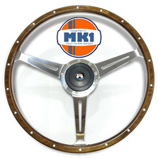 Vw T2 T3/25 T4 Wood Rim Steering Wheel 17" Polished 9 Hole Camper Van Caravelle