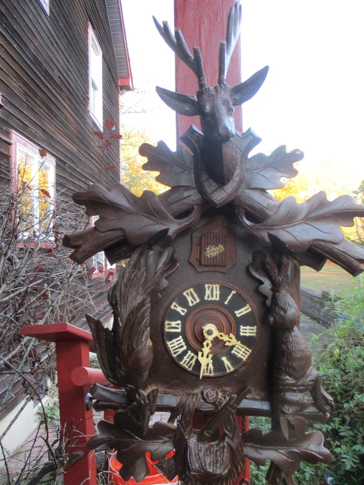Vintage Black Forest Cuckoo Clock Cleaned Oiled and Working Hunter Style - Image 4 of 4