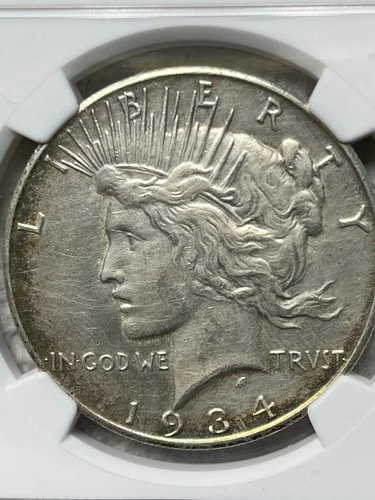 1934 S Peace Silver Dollar NGC Certified  High AU (55-58) Details Cleaned.