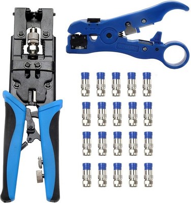 Coax Cable Crimping Kit Adjustable Tool Set Coaxial Cable Crimping Tool for RG59