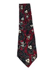 Men's Mickey Mouse Novelty Tie Red with Green Black Paisley Print