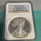 2014-W PROOF AMERICAN SILVER EAGLE, NGC PF70 ULTRA CAMEO EARLY REL, STAR LABEL