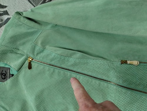 Queens Collection Jacke 1X neu ohne Etikett Leder grün 80er 90er Vintage - Bild 4 von 13