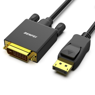 Displayport to DVI 6 Feet Cable, Displayport to DVI Adapter Male to Male Gold...