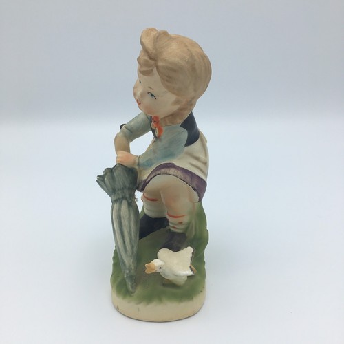 Vintage Little Girl with Pigtails Duck and Umbrella Figurine Made in Japan - Picture 3 of 6