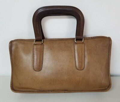 Vintage COACH #9425 Tan Leather Slim Satchel Compact NY City Bag