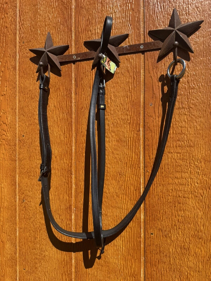 JUEGO DE MARTINGAE PARA CORRER BRIDA INGLESA CUERO NEGRO TORY USADO CABALLO Foto 3 de 4