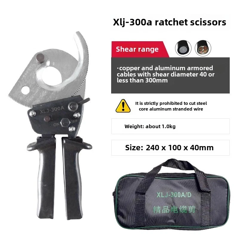 Cortador de cables de trinquete alicates de corte de cables cobre aluminio tijeras de alambre trenzado Foto 2 de 4