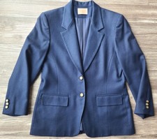 Pendleton Blazer Womens 10 Jacket 100% Virgin Wool Navy Blue USA Made