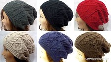 Unisex Slouchy Cable Knit Skater Ribbed Beanie Acrylic Winter Hat Cap Womens Men
