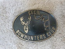VINTAGE CECIL County MD Bowhunters Club Solid Brass Belt Buckle DynaBuckle 3.5"