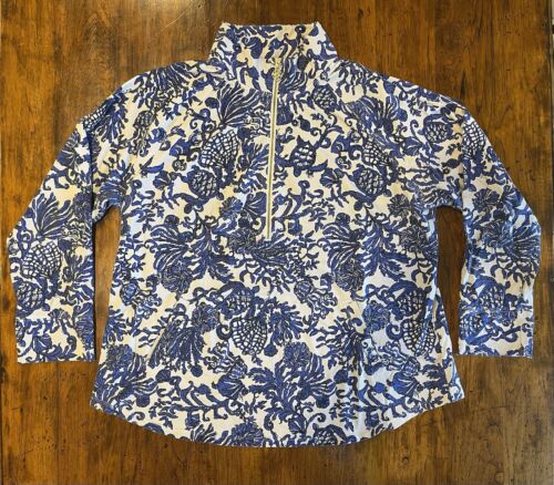 Lilly Pulitzer Luxletic Skipper Popover Deeper Coconut Ride With Me Size XXL