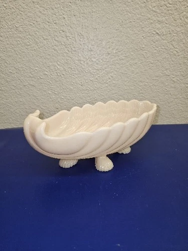 Vintage 1940's Cambridge Glass Pink Milk Crown Tuscan Large Shell Dish Bowl