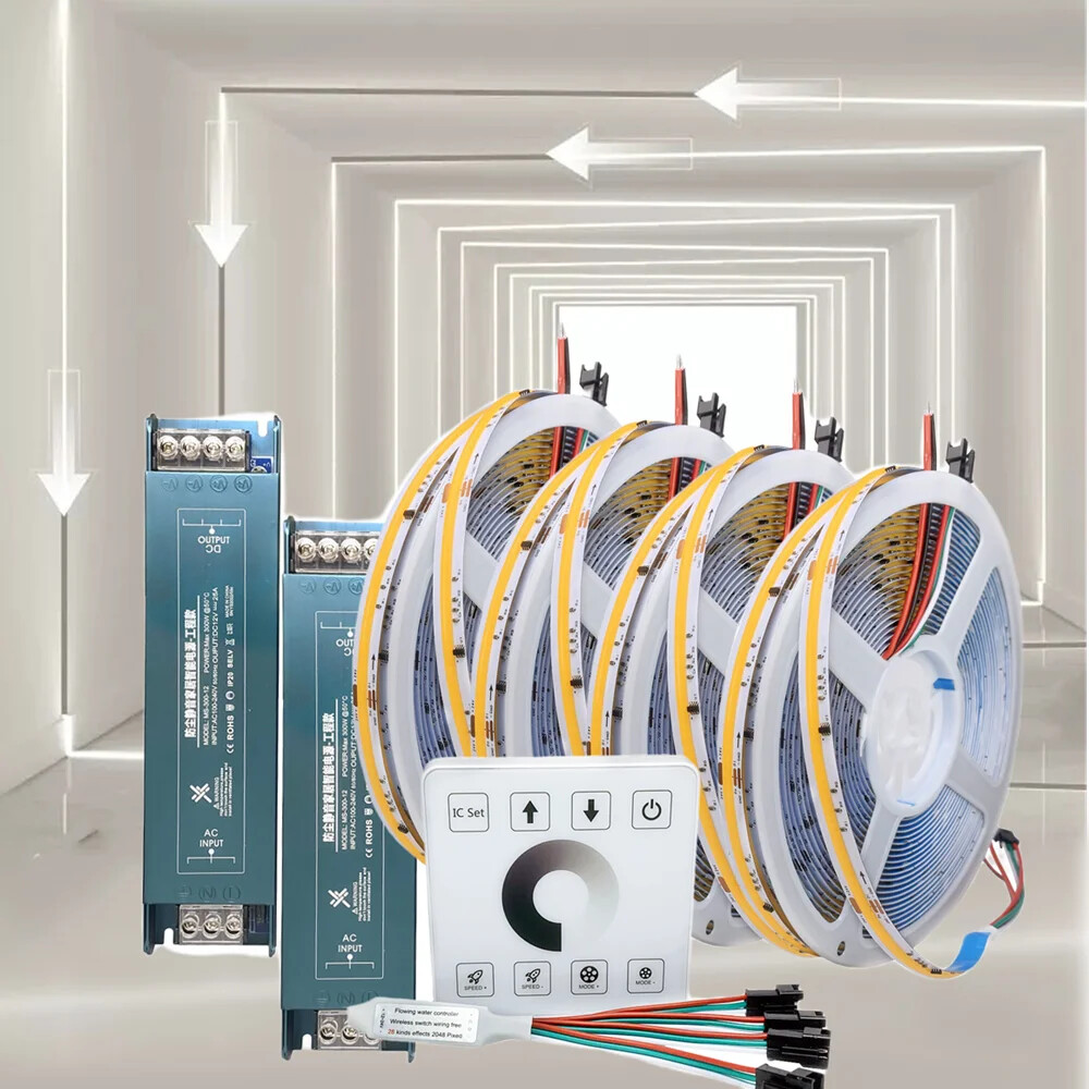 10M-40M COB LED Strip Set WS2811 IC Horse Race Flowing LED Strip 24V 360leds/m