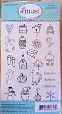 VTG 2005 New A-Muse Clear Stamps "SIMPLE CELEBRATIONS" for Acrylic Block