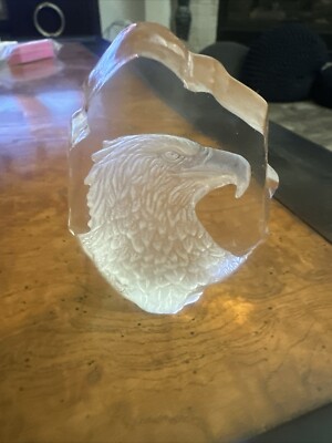Vtg 50s Jay Company Fifth Avenue Italian Crystal American Bald Eagle Paperweight
