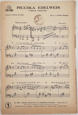 Notenblatt Orchester Kleine Edelweiss Pietro Sassoli Vola Va  Lied! 1931