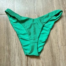 Aerie Rib Shine Super High Cut Cheeky Bikini Bottom Emerald Green Size XL NWOT