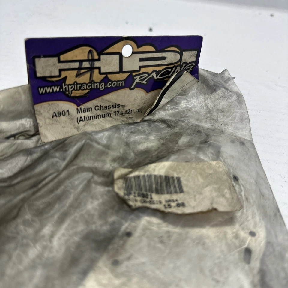 Vintage 1997 HPI A901 Nitro RS4 Original Silver 17S 2mm Aluminum Chassis NEW H1 - Image 2 of 2