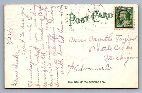 Postcard Vtg Thanksgiving Holiday Celebration Happy Turkey Day - Picture 2 of 2