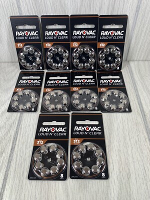 Hearing aid batteries Sz 312 8 pack x 9 Rayovac Loud & Clear Expires June 2025