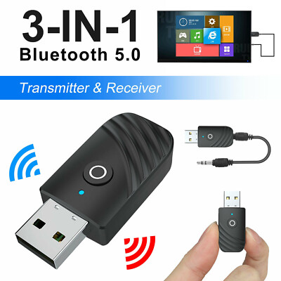 3-in-1 USB Wireless Bluetooth 5.0 Audio Transmitter Receiver Adapter 3.5mm US