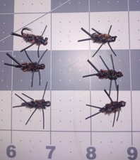 #10 Brown Pats rubber legs On Jig Hook Girdle Bug  6 each  Trout  steelhead fly 