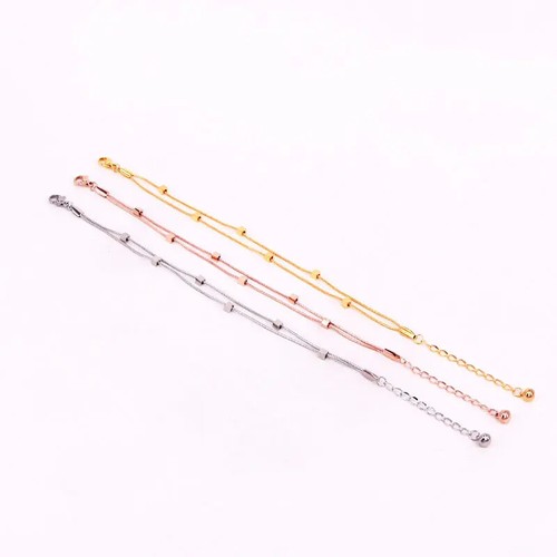 18K Gold Plated Stainless Steel Ankle Bracelet Cube Double Chain Anklet 3 Colors - Picture 2 of 7