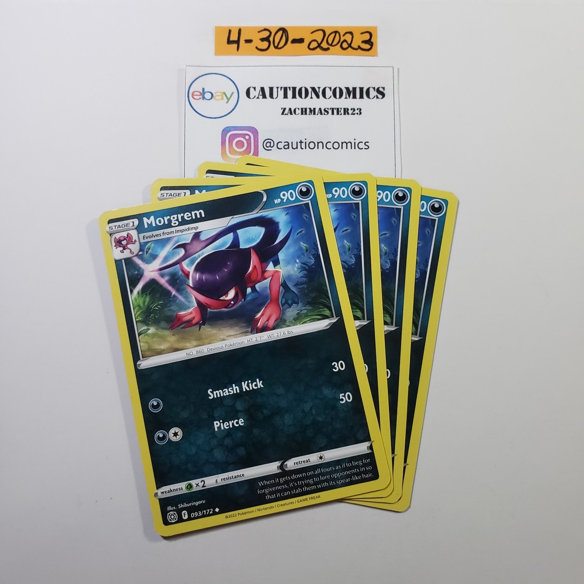 morgrem pokemon card SV084/SV122 Shining Fates Shiny Vault NM Colorless Artist Morgrem 2 sheets 2枚 (Used)