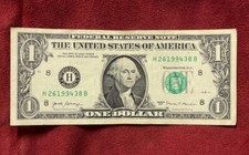 $1 Dollar Bill Birthday Anniversary Note H**2**6**1994**38B February 6 1994