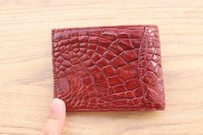 Alligator Crocodile Print Leather Men's Money Clip WALLET Red Brown  X10