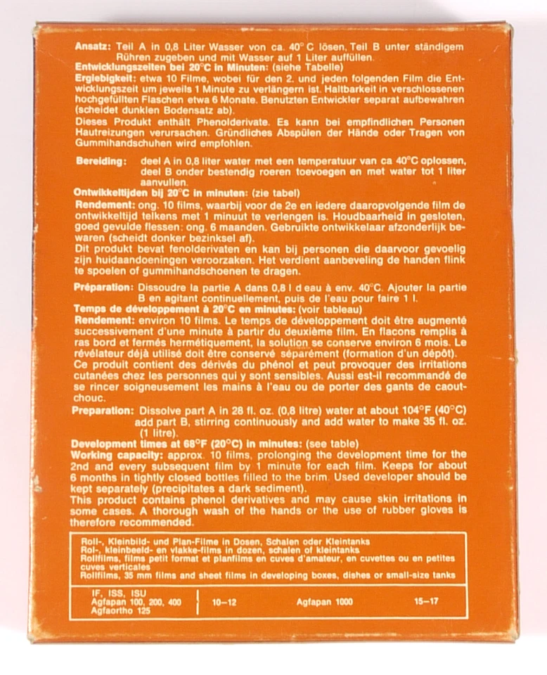 PRL) AGFA ATOMAL DEVELOPER 1 LT DEVELOPER PAPER REVEVELATEUR PAPIER VINTAGE - Image 3 of 3