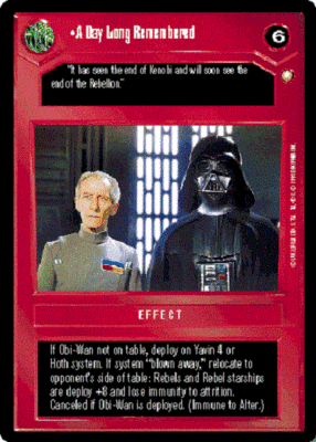 SWCCG タカラSTAR WARS コレクションカード A Day Long Remembered Star Wars CCG Special Edition NM swccg