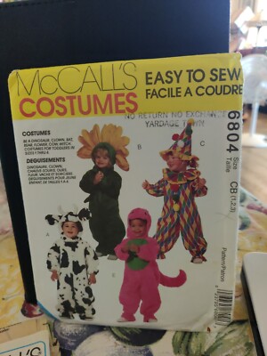 TODDLER MCCALLS 6804 Sewing Pattern COW CLOWN DINOSAUR COSTUME
