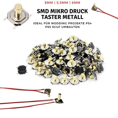 Metall Drucktaster SMD Micro Taster Flach Kurzhub Push Button PS4 PS5 Scuf Mod