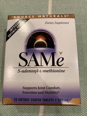 Source Naturals SAMe (s-adenosyl-l-methionine) 200mg, 20 Tablets New Sealed Box