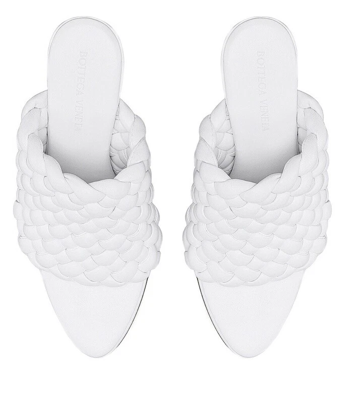 Scarpe sandali Bottega Veneta imbottiti pelle bianca intrecciata misura Eur 39 5 nuovi con scatola