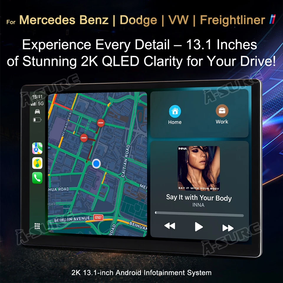 Radio estéreo GPS Android 14 13,1"" 2K 4+64 GB para Freightliner Sprinter 2007-2018 Foto 2 de 4