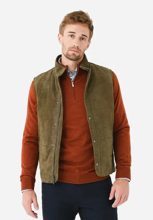 Peter Millar Crown Crafted S Vantage Suede Leather Vest Loden NWT $1495 - Image 3 of 4