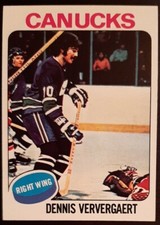 1975 Topps Dennis Ververgaert Canucks NM #42 Hockey Card