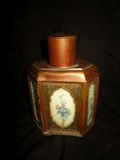 XIX BOITE A THE ASIE SIGNE CHINE CUIVRE PEINTURE ANTIQUE ASIAN TEABOX SIGNED